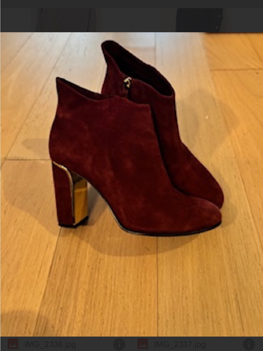 Louise et Cie Burgundy Suede High Block Heel Ankle Booties